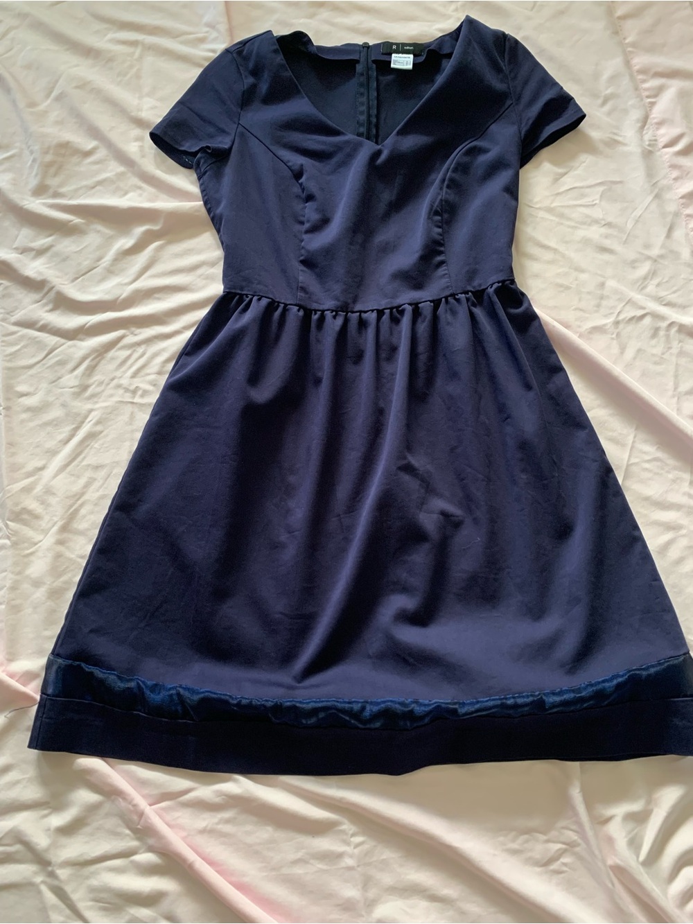 Navy Short-Sleeve fit and flare woman’s Dress - Classic Fit